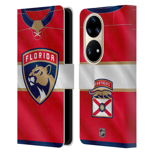 NHL Florida Panthers Jersey Leather Book Wallet Case Cover For Huawei P50 Pro