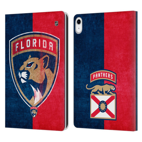 NHL Florida Panthers Half Distressed Leather Book Wallet Case Cover For Apple iPad 10.9 (2022)