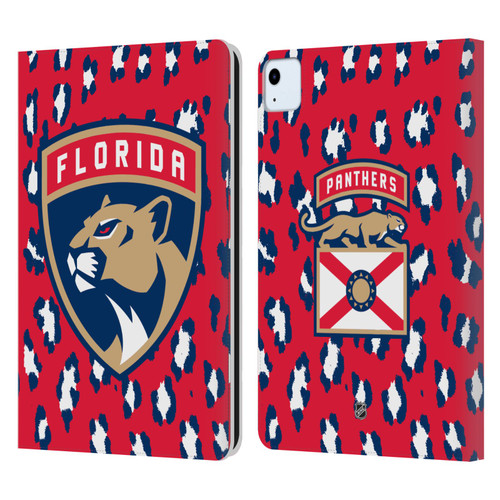 NHL Florida Panthers Leopard Patten Leather Book Wallet Case Cover For Apple iPad Air 11 2020/2022/2024