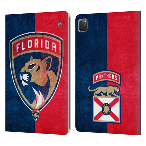 NHL Florida Panthers Half Distressed Leather Book Wallet Case Cover For Apple iPad Pro 11 2020 / 2021 / 2022