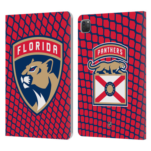 NHL Florida Panthers Net Pattern Leather Book Wallet Case Cover For Apple iPad Pro 11 2020 / 2021 / 2022