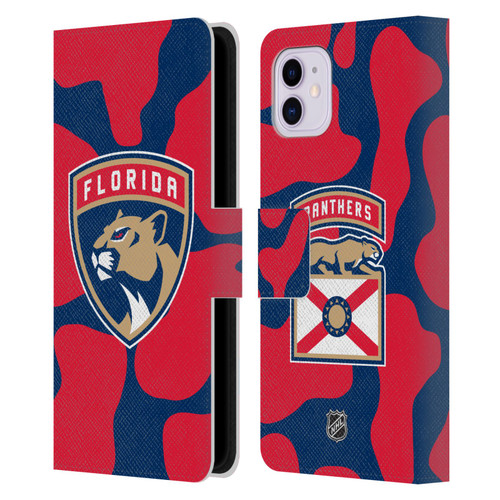 NHL Florida Panthers Cow Pattern Leather Book Wallet Case Cover For Apple iPhone 11