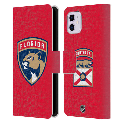 NHL Florida Panthers Plain Leather Book Wallet Case Cover For Apple iPhone 11