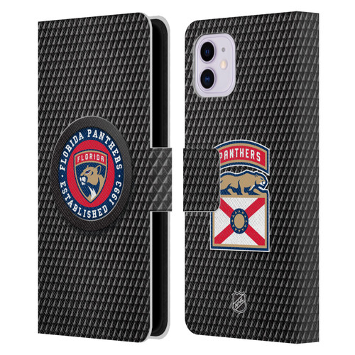 NHL Florida Panthers Puck Texture Leather Book Wallet Case Cover For Apple iPhone 11