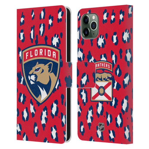 NHL Florida Panthers Leopard Patten Leather Book Wallet Case Cover For Apple iPhone 11 Pro Max