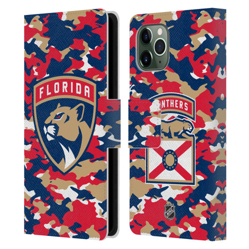NHL Florida Panthers Camouflage Leather Book Wallet Case Cover For Apple iPhone 11 Pro