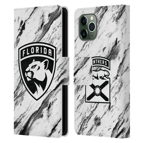 NHL Florida Panthers Marble Leather Book Wallet Case Cover For Apple iPhone 11 Pro