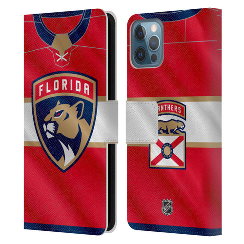 NHL Florida Panthers Jersey Leather Book Wallet Case Cover For Apple iPhone 12 / iPhone 12 Pro