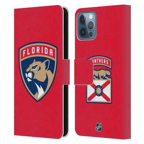 NHL Florida Panthers Plain Leather Book Wallet Case Cover For Apple iPhone 12 / iPhone 12 Pro