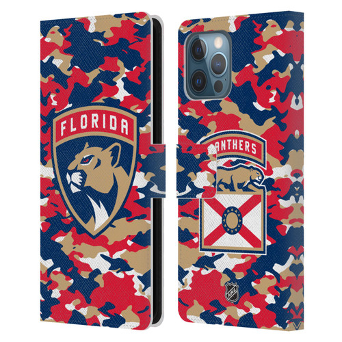 NHL Florida Panthers Camouflage Leather Book Wallet Case Cover For Apple iPhone 12 Pro Max