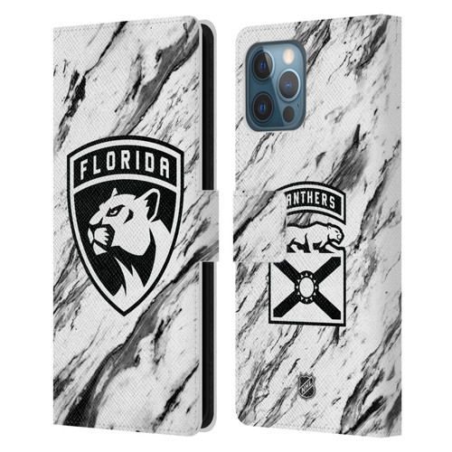 NHL Florida Panthers Marble Leather Book Wallet Case Cover For Apple iPhone 12 Pro Max