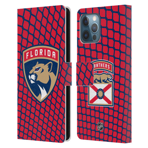 NHL Florida Panthers Net Pattern Leather Book Wallet Case Cover For Apple iPhone 12 Pro Max