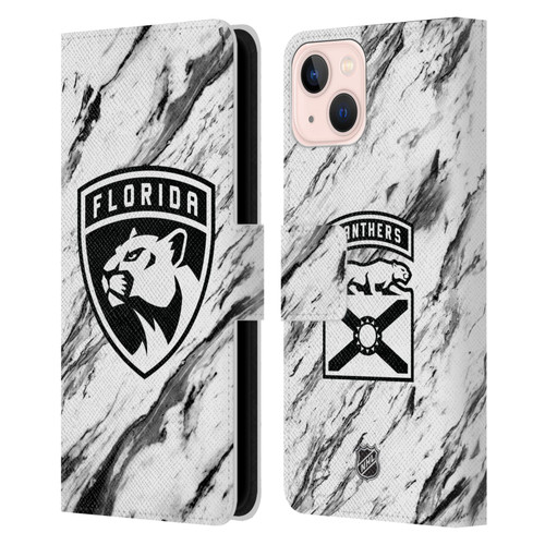 NHL Florida Panthers Marble Leather Book Wallet Case Cover For Apple iPhone 13