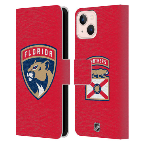 NHL Florida Panthers Plain Leather Book Wallet Case Cover For Apple iPhone 13