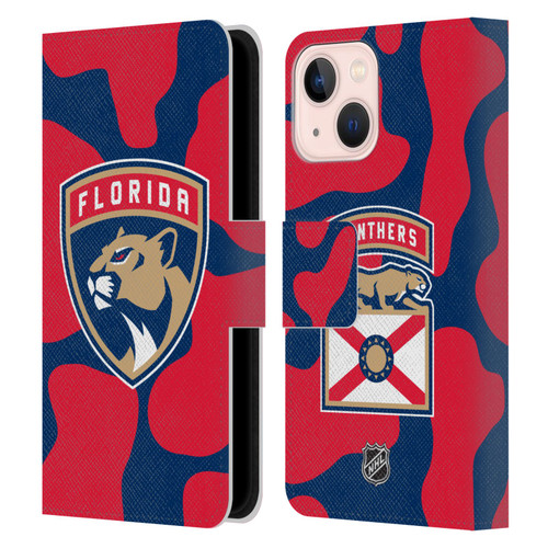 NHL Florida Panthers Cow Pattern Leather Book Wallet Case Cover For Apple iPhone 13 Mini