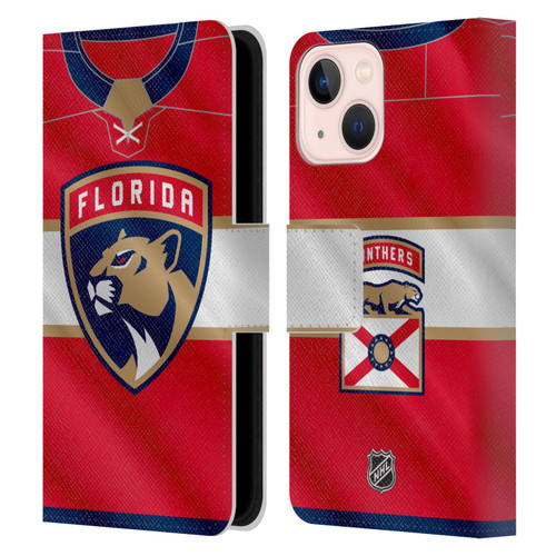 NHL Florida Panthers Jersey Leather Book Wallet Case Cover For Apple iPhone 13 Mini