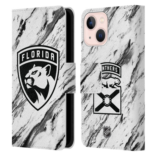 NHL Florida Panthers Marble Leather Book Wallet Case Cover For Apple iPhone 13 Mini