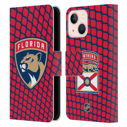 NHL Florida Panthers Net Pattern Leather Book Wallet Case Cover For Apple iPhone 13 Mini