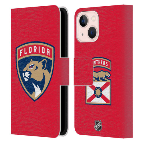 NHL Florida Panthers Plain Leather Book Wallet Case Cover For Apple iPhone 13 Mini