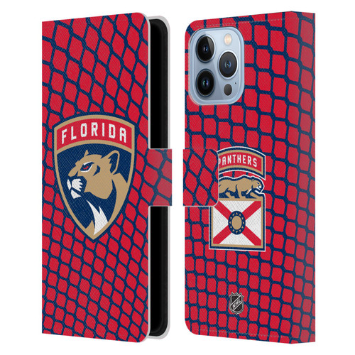 NHL Florida Panthers Net Pattern Leather Book Wallet Case Cover For Apple iPhone 13 Pro Max
