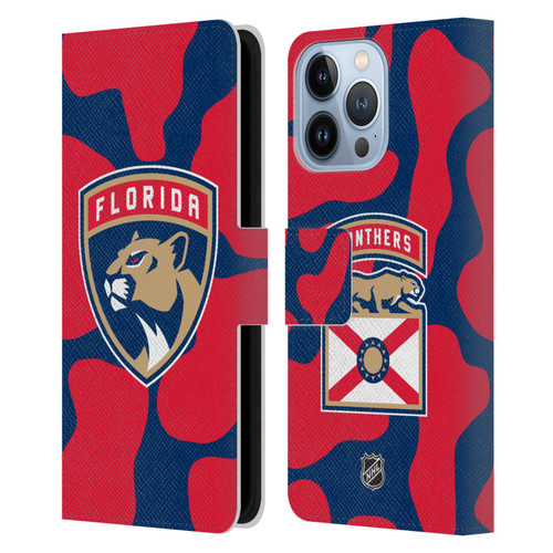 NHL Florida Panthers Cow Pattern Leather Book Wallet Case Cover For Apple iPhone 13 Pro