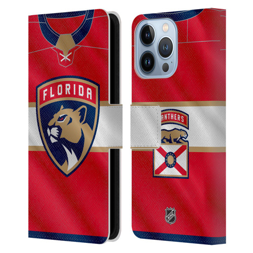 NHL Florida Panthers Jersey Leather Book Wallet Case Cover For Apple iPhone 13 Pro