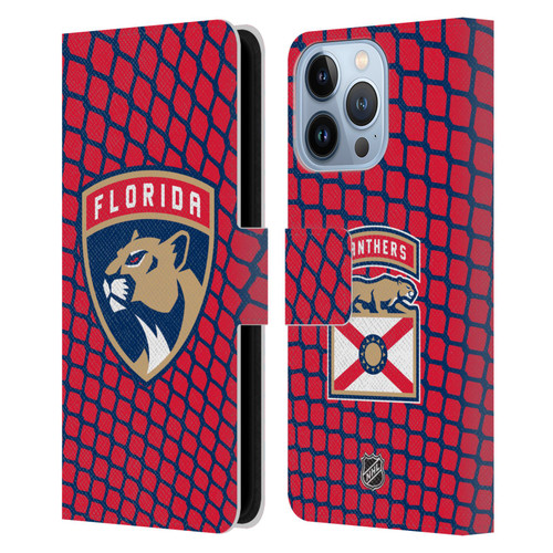 NHL Florida Panthers Net Pattern Leather Book Wallet Case Cover For Apple iPhone 13 Pro