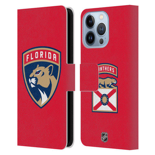 NHL Florida Panthers Plain Leather Book Wallet Case Cover For Apple iPhone 13 Pro