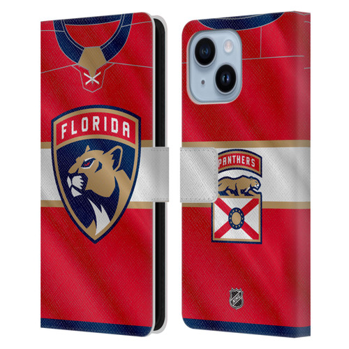 NHL Florida Panthers Jersey Leather Book Wallet Case Cover For Apple iPhone 14 Plus