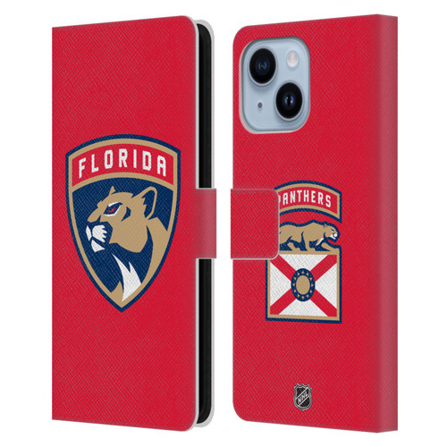 NHL Florida Panthers Plain Leather Book Wallet Case Cover For Apple iPhone 14 Plus