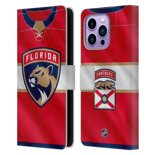 NHL Florida Panthers Jersey Leather Book Wallet Case Cover For Apple iPhone 14 Pro Max