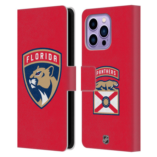 NHL Florida Panthers Plain Leather Book Wallet Case Cover For Apple iPhone 14 Pro Max