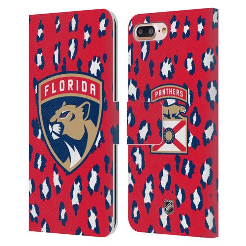 NHL Florida Panthers Leopard Patten Leather Book Wallet Case Cover For Apple iPhone 7 Plus / iPhone 8 Plus