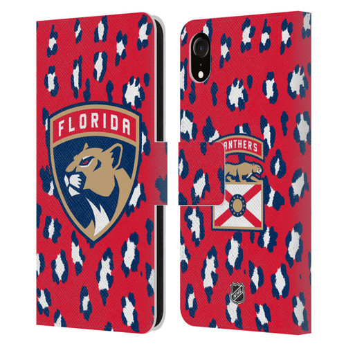 NHL Florida Panthers Leopard Patten Leather Book Wallet Case Cover For Apple iPhone XR