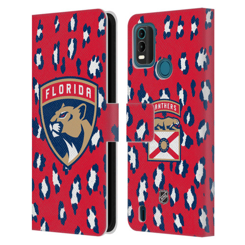 NHL Florida Panthers Leopard Patten Leather Book Wallet Case Cover For Nokia G11 Plus