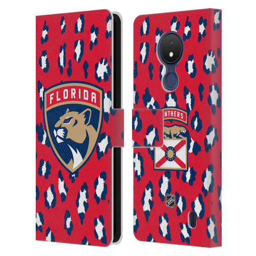 NHL Florida Panthers Leopard Patten Leather Book Wallet Case Cover For Nokia C21