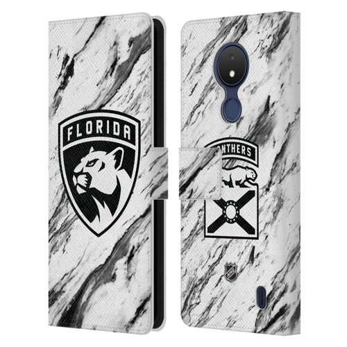NHL Florida Panthers Marble Leather Book Wallet Case Cover For Nokia C21