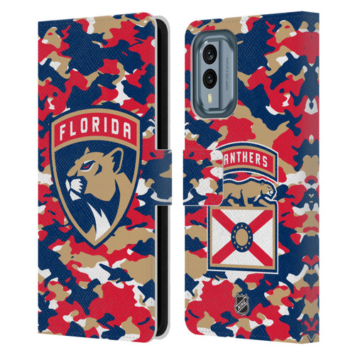 NHL Florida Panthers Camouflage Leather Book Wallet Case Cover For Nokia X30