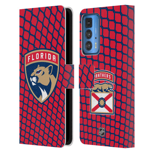 NHL Florida Panthers Net Pattern Leather Book Wallet Case Cover For Motorola Edge 20 Pro