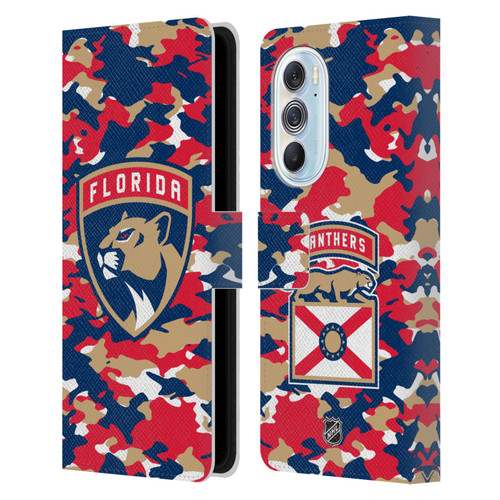 NHL Florida Panthers Camouflage Leather Book Wallet Case Cover For Motorola Edge X30