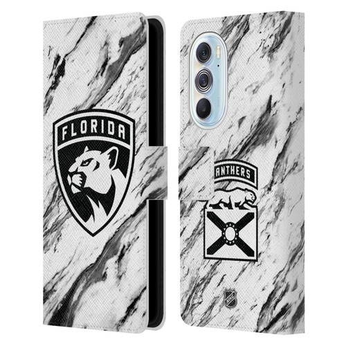 NHL Florida Panthers Marble Leather Book Wallet Case Cover For Motorola Edge X30