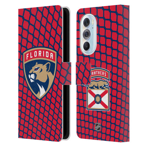 NHL Florida Panthers Net Pattern Leather Book Wallet Case Cover For Motorola Edge X30