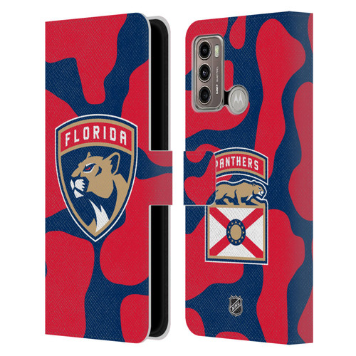 NHL Florida Panthers Cow Pattern Leather Book Wallet Case Cover For Motorola Moto G60 / Moto G40 Fusion