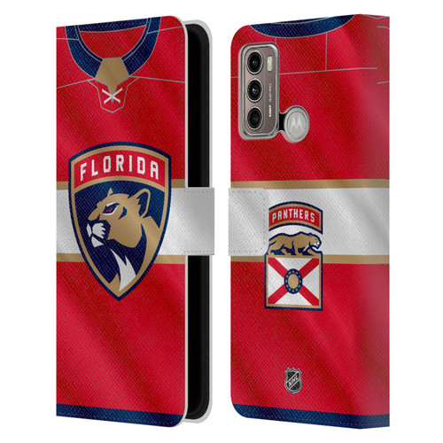 NHL Florida Panthers Jersey Leather Book Wallet Case Cover For Motorola Moto G60 / Moto G40 Fusion