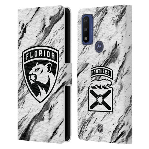 NHL Florida Panthers Marble Leather Book Wallet Case Cover For Motorola G Pure