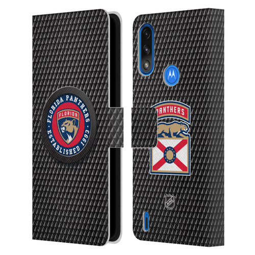 NHL Florida Panthers Puck Texture Leather Book Wallet Case Cover For Motorola Moto E7 Power / Moto E7i Power