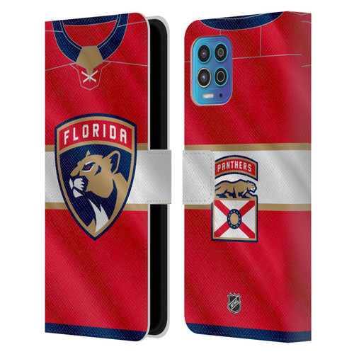 NHL Florida Panthers Jersey Leather Book Wallet Case Cover For Motorola Moto G100