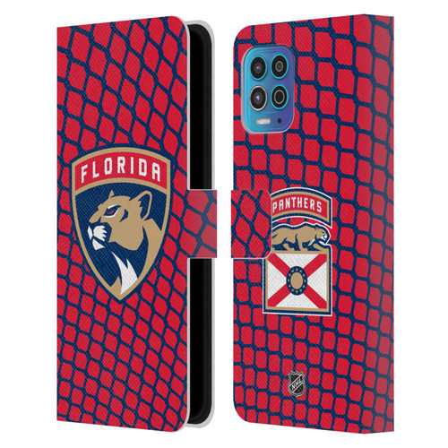 NHL Florida Panthers Net Pattern Leather Book Wallet Case Cover For Motorola Moto G100