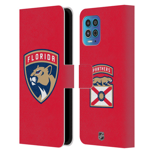 NHL Florida Panthers Plain Leather Book Wallet Case Cover For Motorola Moto G100