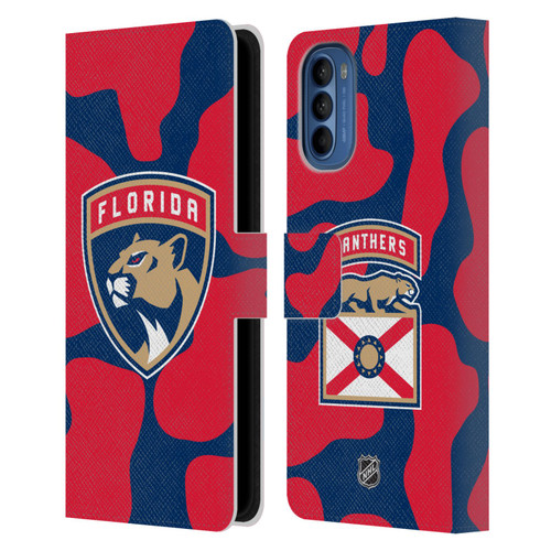 NHL Florida Panthers Cow Pattern Leather Book Wallet Case Cover For Motorola Moto G41